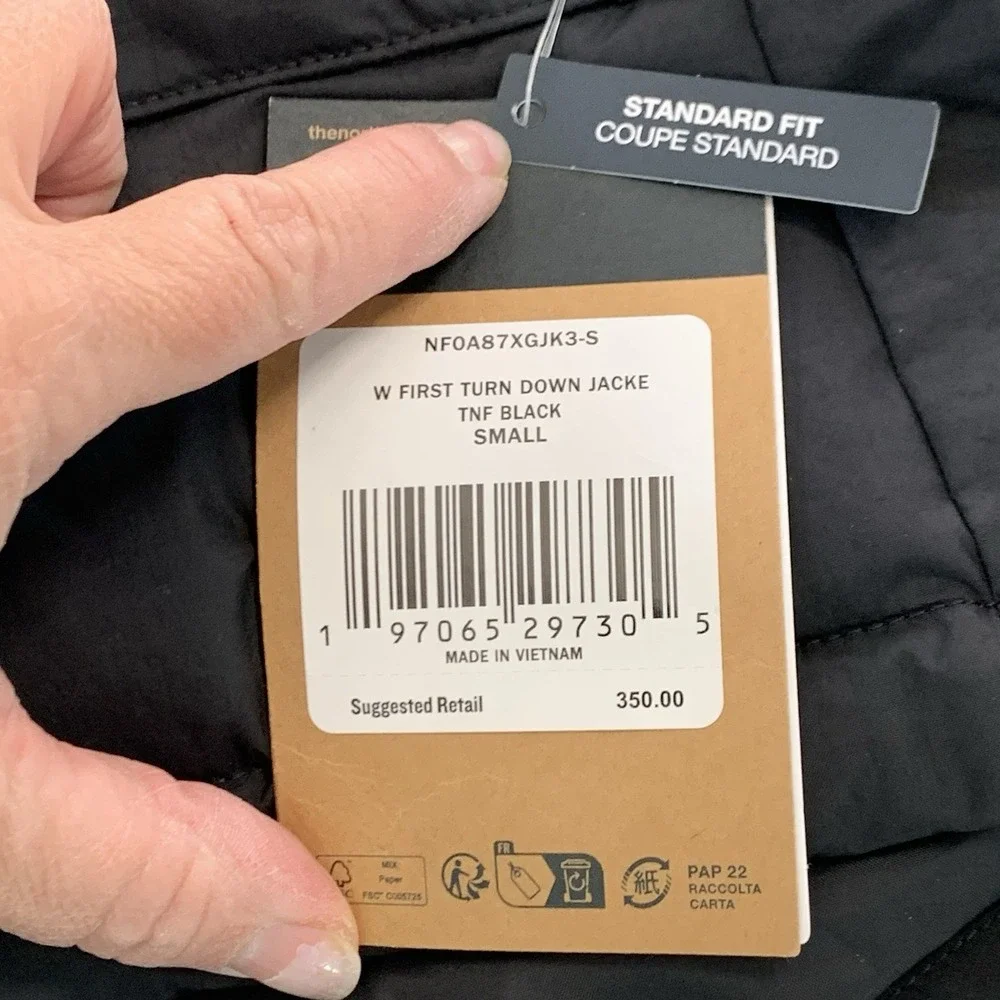 The North Face TNF Women's Small Black First Turn 550 Down Waterproof Jacket NEW